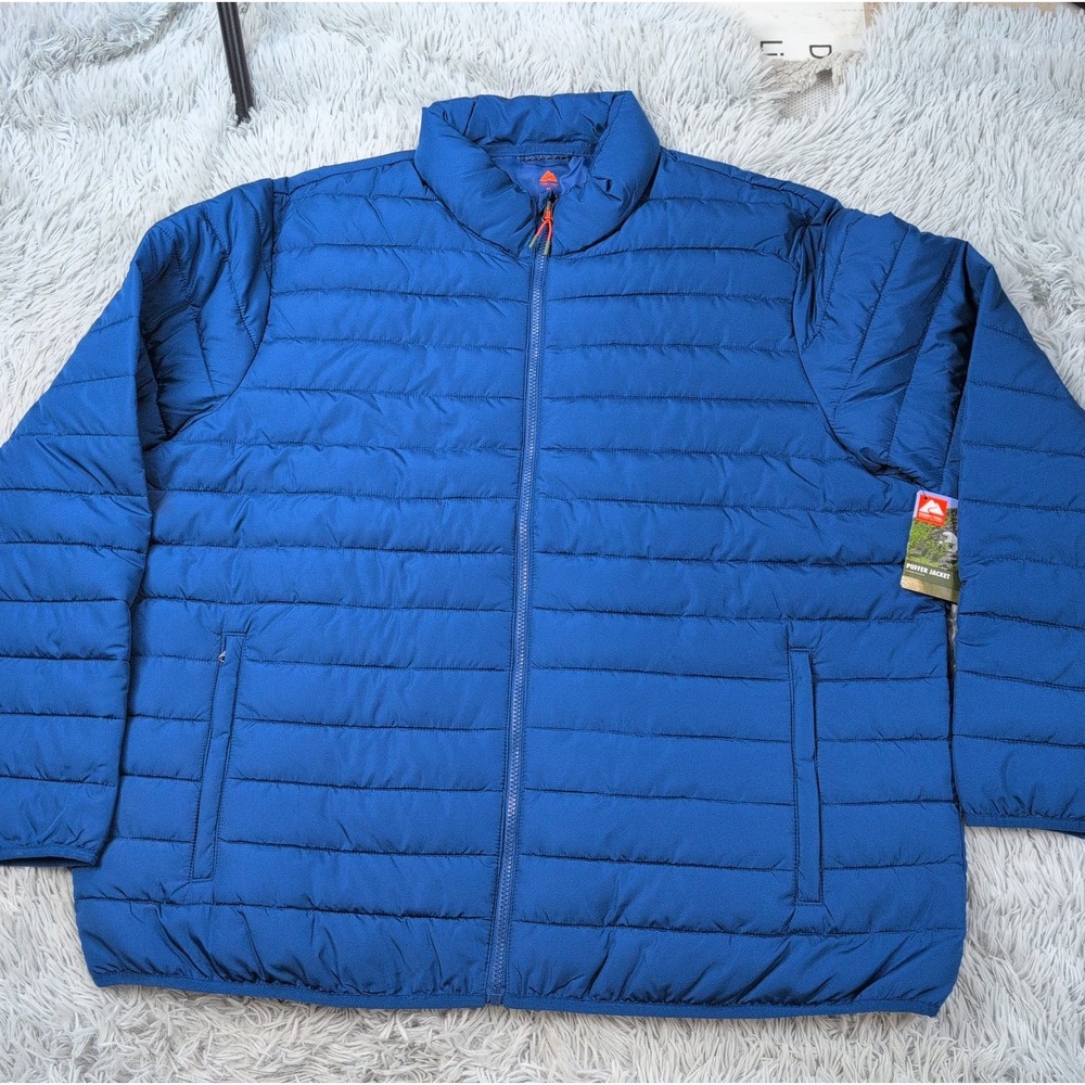 Ozark Trail Jacket Mens 2XL Blue Puffer Zip Up Pockets Comfort Preppy Soft New